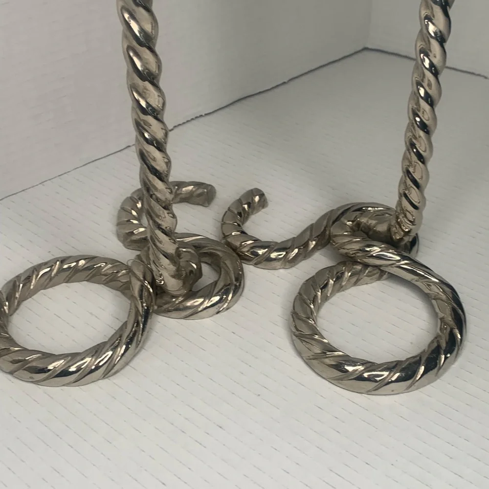 WEST ELM SILVER DECORATIVE SPIRAL PILLER CANDLE HOLDERS 3x3 size